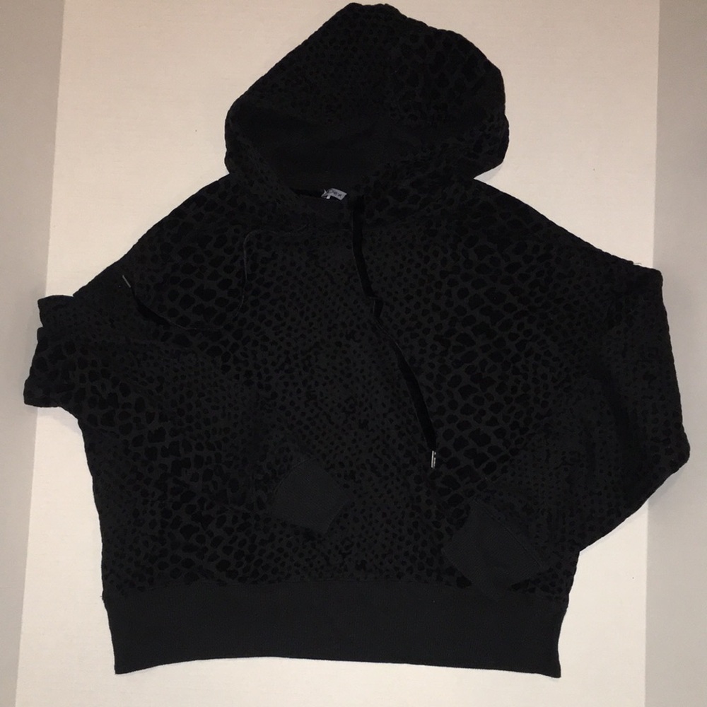 Dec Black Textured Hooded Sweatshirt | size XS